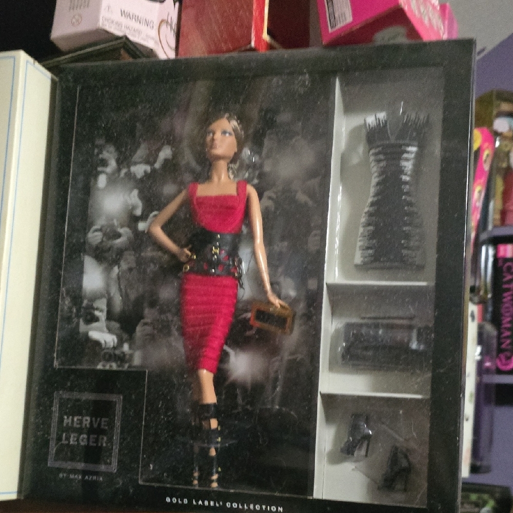 Herve Leger Red Dress Doll with Black Accessories NIB